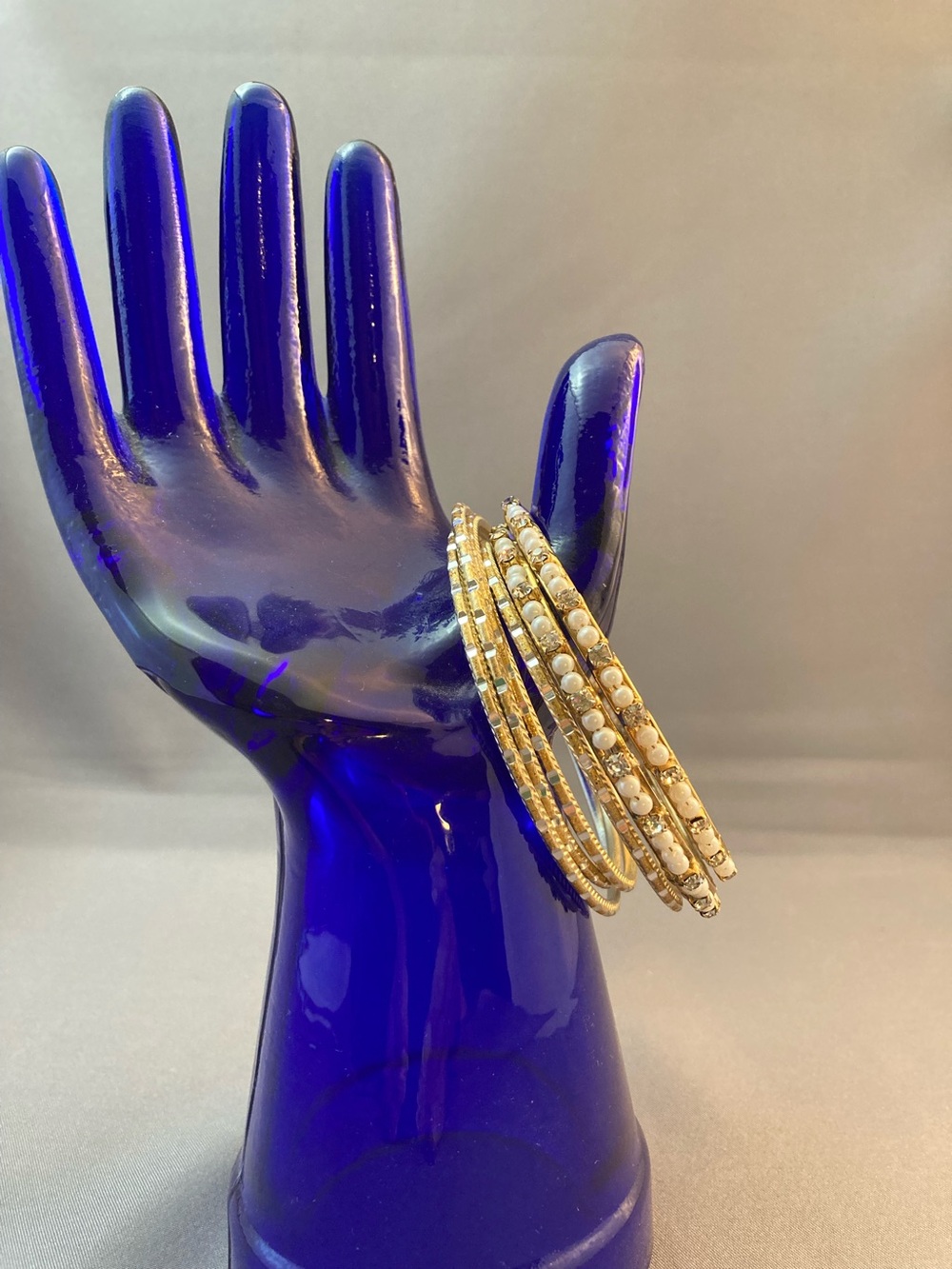 Set of gold tone bangle bracelets